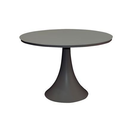 Round Outdoor Table in Powder Coated Aluminium and Glass - Arcade Viadurini