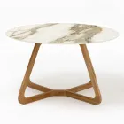 Round Outdoor Ceramic Table Calacatta Hermitage Made in Italy - Pegaso Viadurini