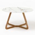 Round Outdoor Table in Calacatta Gold Ceramic Made in Italy - Pegaso