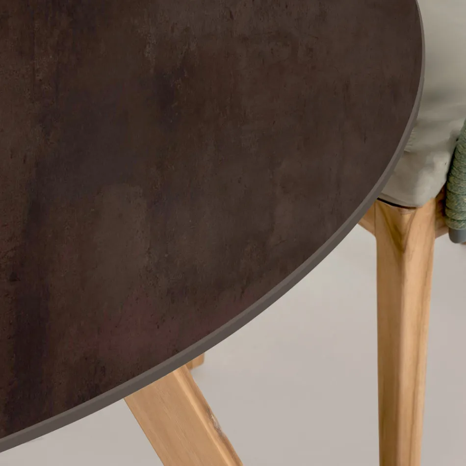 Round Outdoor Table in Metal Corten Ceramic Made in Italy - Pegaso Viadurini