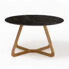 Round Outdoor Table in Black Marquinia Ceramic Made in Italy - Pegaso Viadurini