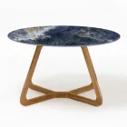 Round Outdoor Table in Ocean Blue Ceramic Made in Italy - Pegaso Viadurini