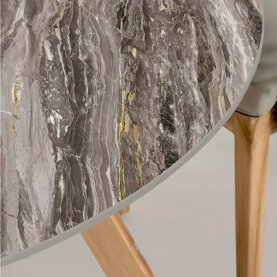 Round Outdoor Table in Orobico Luxe Ceramic Made in Italy - Pegaso Viadurini