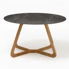 Round Outdoor Table in Grey Stone Ceramic Made in Italy - Pegaso Viadurini