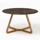 Round Outdoor Table in Pulpis Brown Ceramic Made in Italy - Pegaso Viadurini
