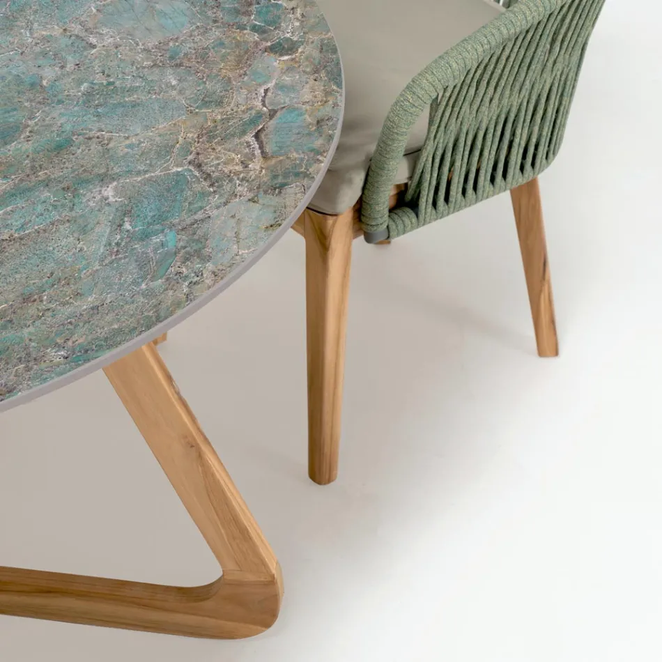 Round Outdoor Ceramic Table Santos Made in Italy - Pegaso Viadurini