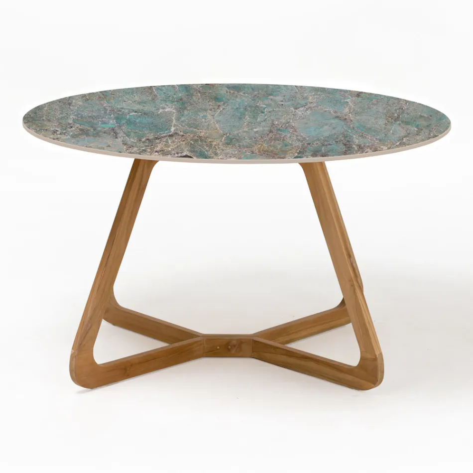 Round Outdoor Ceramic Table Santos Made in Italy - Pegaso Viadurini