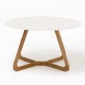 Round Outdoor Table in White Terrazzo Ceramic Made in Italy - Pegaso