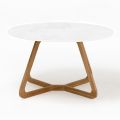 Round Outdoor Table in Total White Ceramic Made in Italy - Pegaso