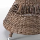 Round Outdoor Table in Polyrattan with Glass Top - Gigi Viadurini