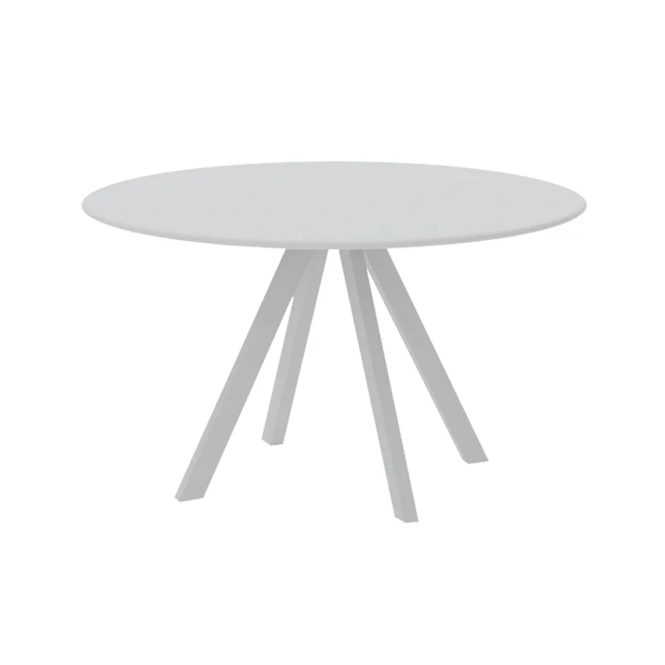 Round Garden Table in Galvanized Steel Made in Italy - Brienne Viadurini