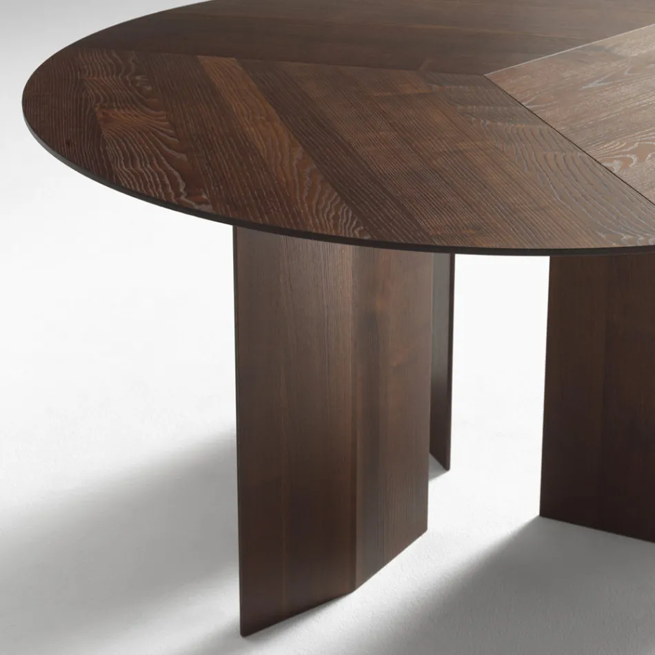 Round Dining Table in Ash Veneered Plywood - Libra Viadurini