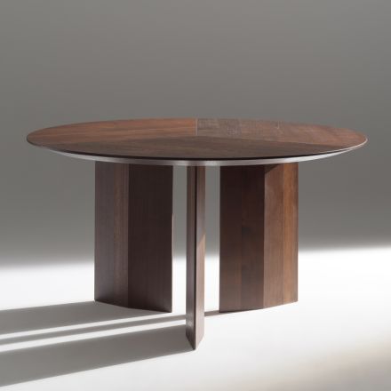 Round Dining Table in Ash Veneered Plywood - Libra Viadurini