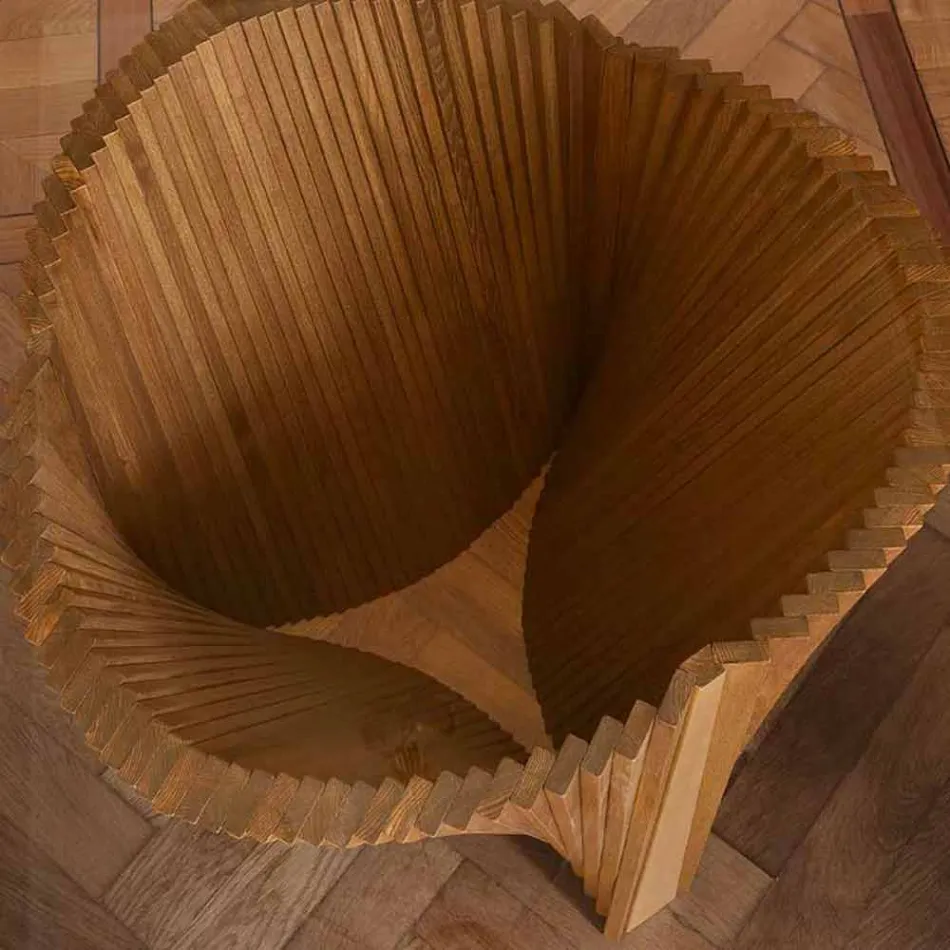 Round Design Table in Glass and Oiled Ash Made in Italy - Madame Viadurini