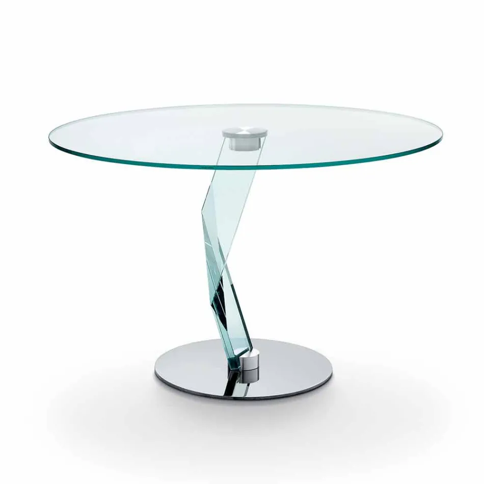 Round table of modern design in extra-clear glass made in Italy - Akka Viadurini