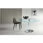 Round table of modern design in extra-clear glass made in Italy - Akka Viadurini
