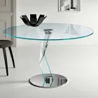 Round table of modern design in extra-clear glass made in Italy - Akka Viadurini