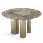 Fixed Round Table with Ceramic Top Made in Italy - Scissors Viadurini