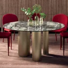 Fixed Round Table with Ceramic Top Made in Italy - Scissors Viadurini
