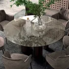 Fixed Round Table in Ceramic and Steel Made in Italy - Scissors Viadurini