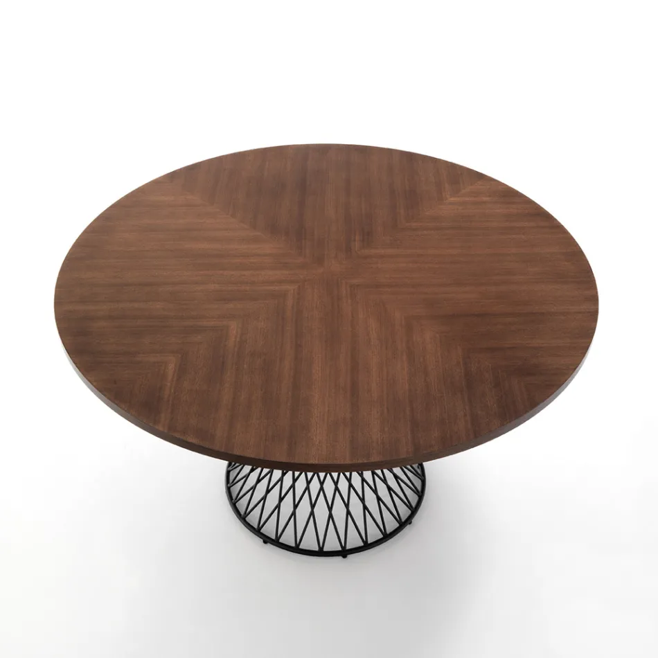 Round Table in Metal and Veneered MDF - Lanthanum Viadurini