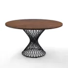 Round Table in Metal and Veneered MDF - Lanthanum Viadurini