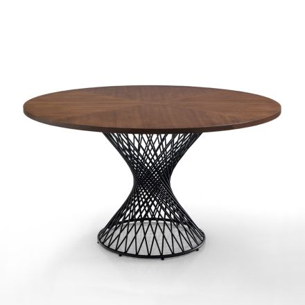 Round Table in Metal and Veneered MDF - Lanthanum Viadurini