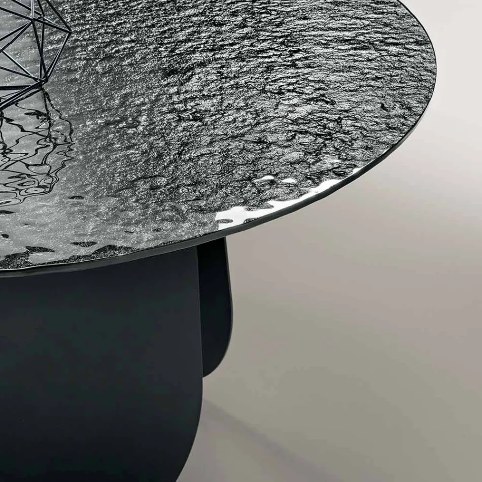 Round Table in Hammered Glass Back-Silvered Made in Italy - Almo Viadurini