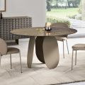 Round Table in Hammered Glass Back-Silvered Made in Italy - Almo