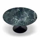 Modern Round Table in Carrara Marble and Marquinia Made in Italy – Dollars Viadurini