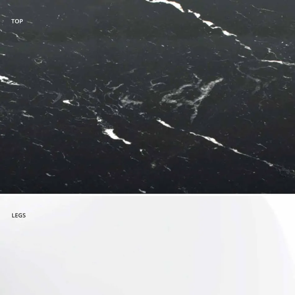 Modern Round Table in Carrara Marble and Marquinia Made in Italy – Dollars Viadurini