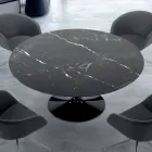 Modern Round Table in Carrara Marble and Marquinia Made in Italy – Dollars Viadurini