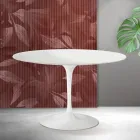 Saarinen Tulip Round Table H 74 cm in Matt White Florim Ceramic - Scarlet Viadurini