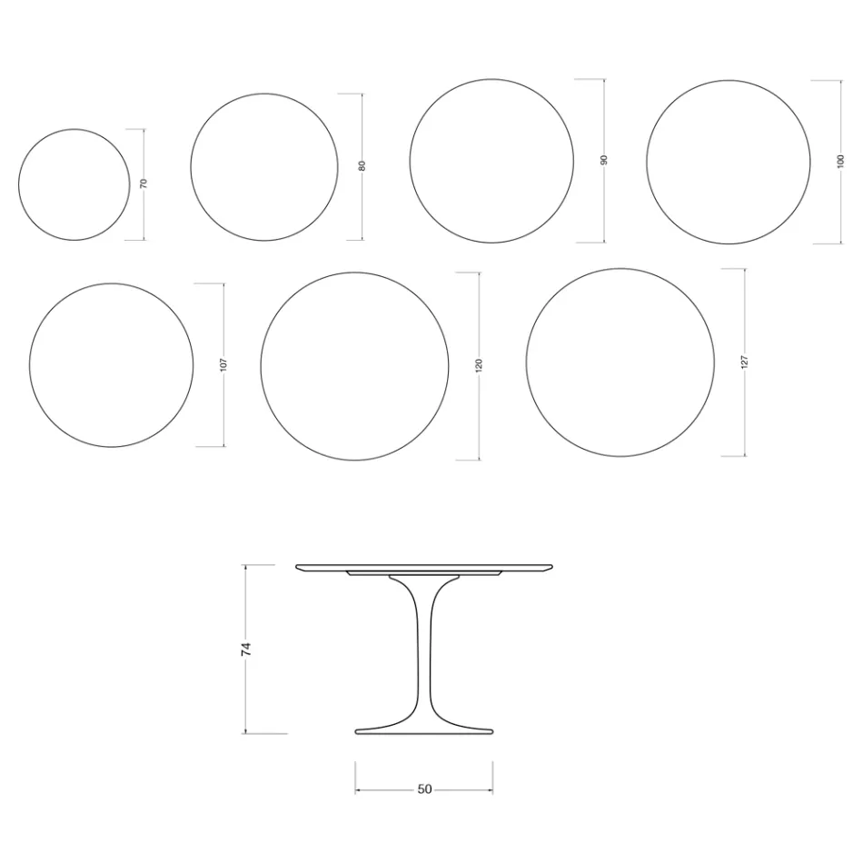 Saarinen Tulip Round Table H 74 cm in Florim Calacatta Gold Gloss Ceramic - Scarlet Viadurini