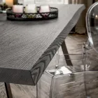Dining Room Table with Debarked Oak Top Made in Italy - Pinocchio Viadurini