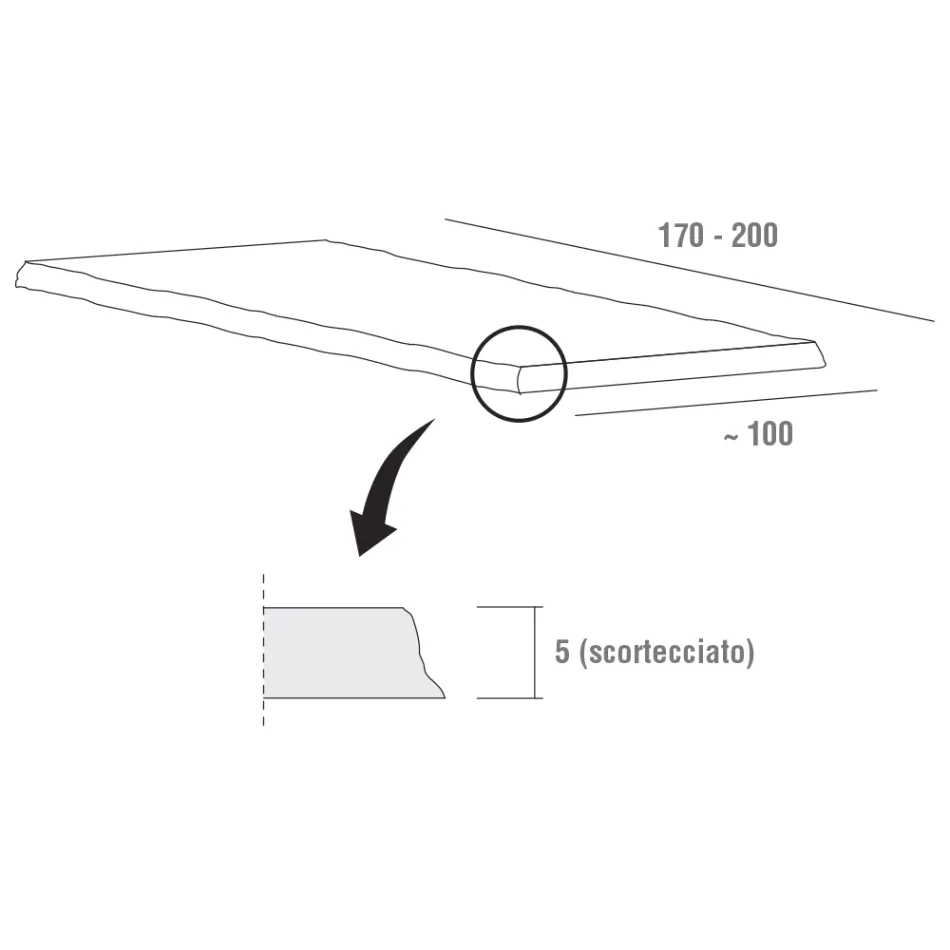 Dining Room Table with Debarked Oak Top Made in Italy - Pinocchio Viadurini