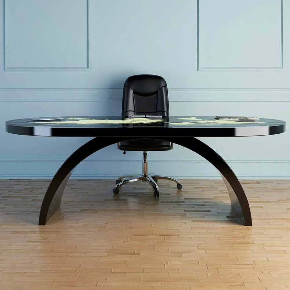 Modern desk table with glass top made in Italy, Pontida Viadurini