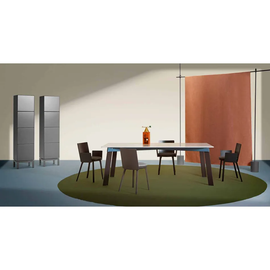 Modern Lounge Table in Steel with Design Marble Top - Aronte Viadurini