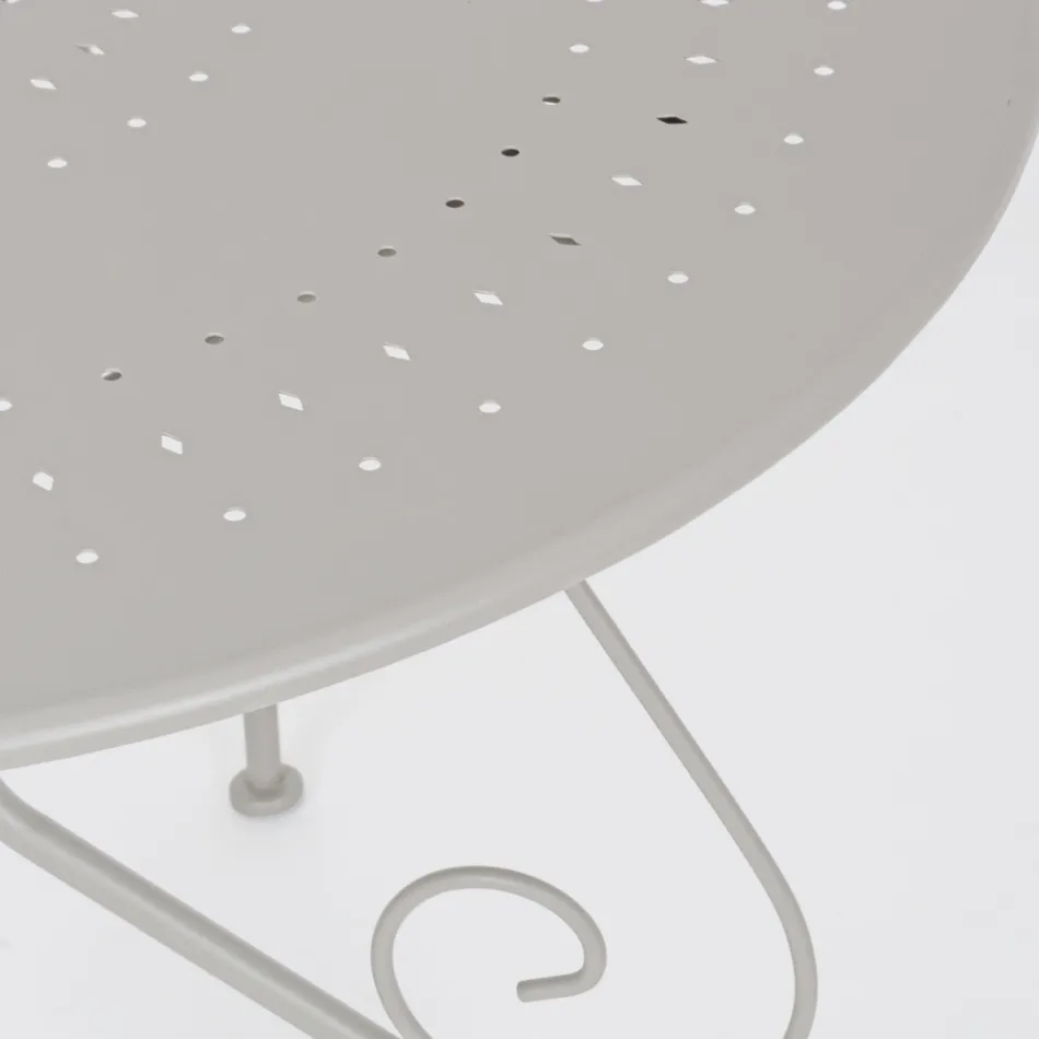 Shabby Chich Style Round Garden Table in Painted Steel - Enchantment Viadurini