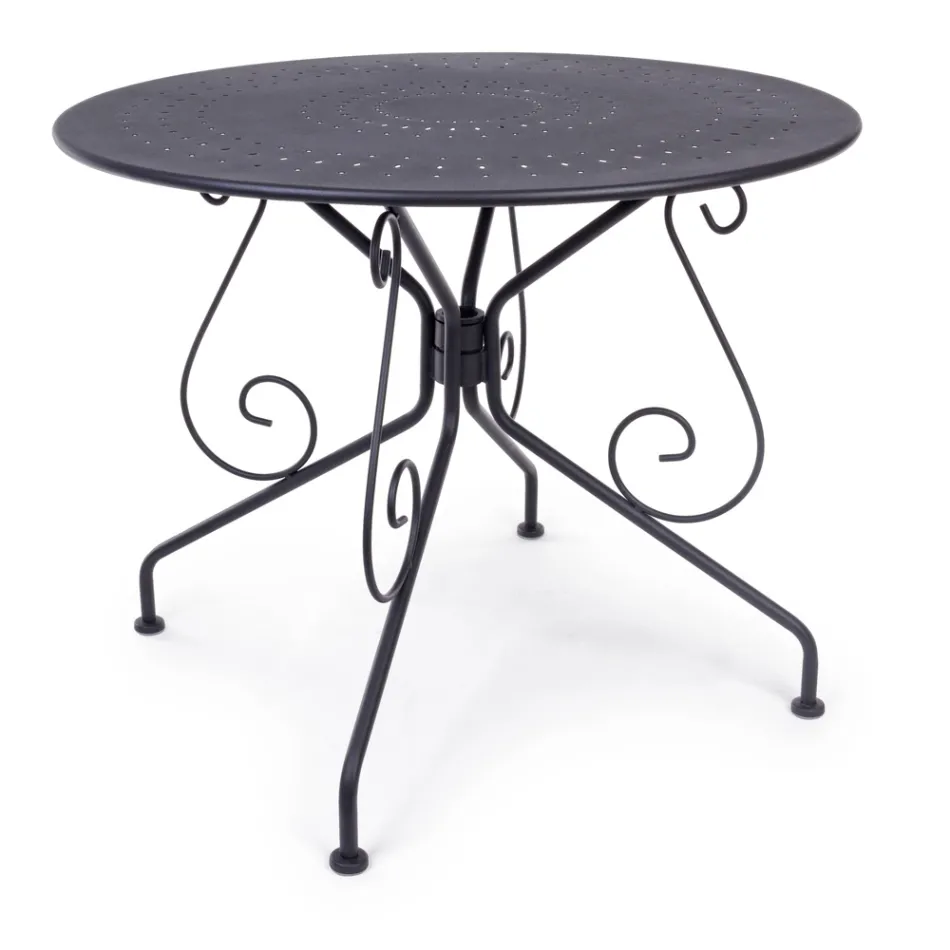 Shabby Chich Style Round Garden Table in Painted Steel - Enchantment Viadurini