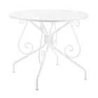 Shabby Chich Style Round Garden Table in Painted Steel - Enchantment Viadurini