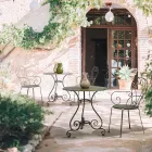 Shabby Chich Style Round Garden Table in Painted Steel - Enchantment Viadurini