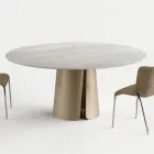 Round Dining Table with Ceramic Top, Made in Italy - Caleido Viadurini