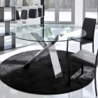 Round design table d.130 crystal top made in Italy Cristal Viadurini