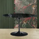 Eero Saarine Tulip Table H 73 with Round Top in Verde Alpi Marble Viadurini