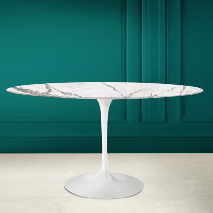 Tulip Table Eero Saarine H 73 Oval in Ceramic Invisible Select Made in Italy - Scarlet Viadurini