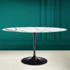 Tulip Table Eero Saarine H 73 Oval in Ceramic Invisible Select Made in Italy - Scarlet Viadurini