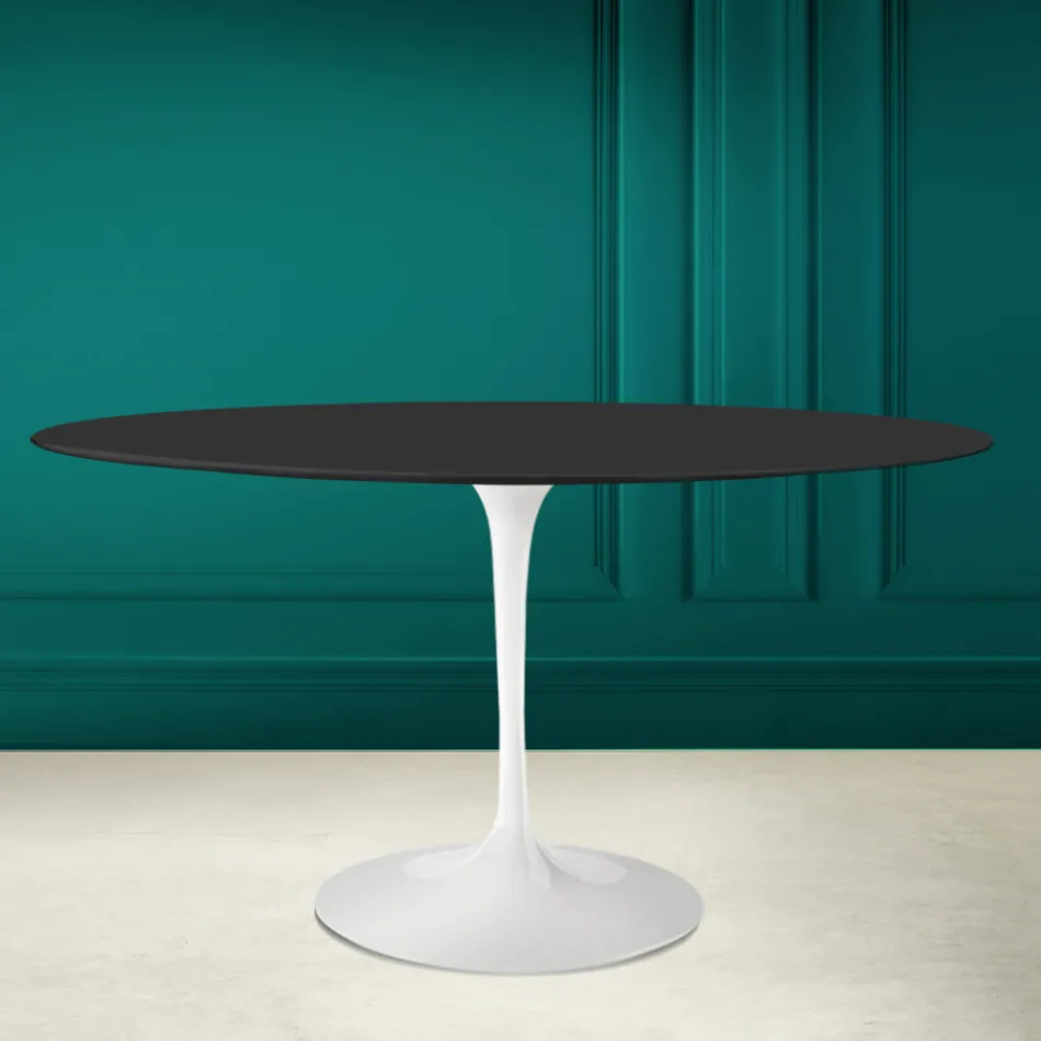 Tulip Table Eero Saarine H 73 Oval in Noir Soft Ceramic Made in Italy - Scarlet Viadurini