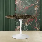 Eero Saarinen Tulip Table H 73 with Round Top in Emperador Dark Marble Viadurini