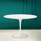 Tulip Table Eero Saarinen H 73 in Diamond Cream Ceramic Made in Italy - Scarlet Viadurini